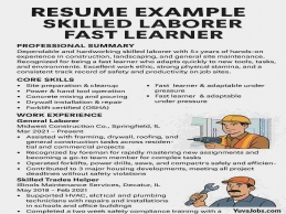 resume example skilled laborer fast learner with key skills