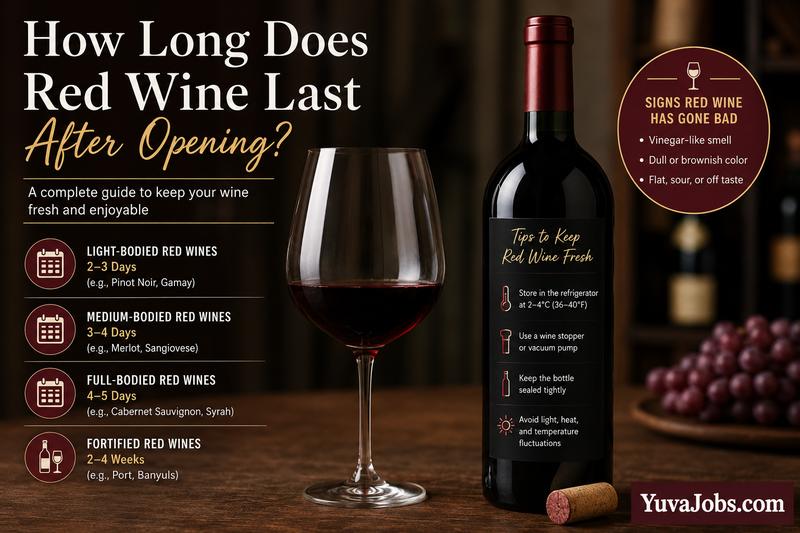 how long does red wine last after opening