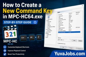 how to crteate a new command key in mpc-hc64.exe