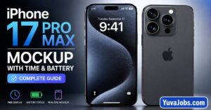iphone 17pro max mockup with time and battery