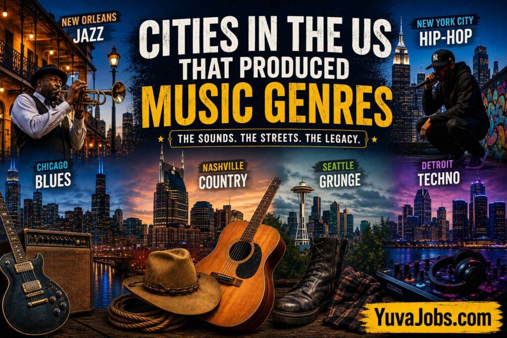 cities in the us that produced music genres