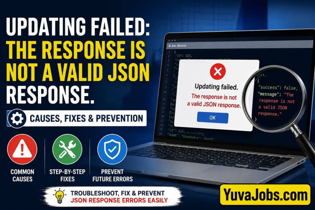 updating failed. the response is not a valid json response.