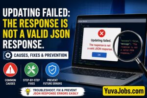 updating failed. the response is not a valid json response.
